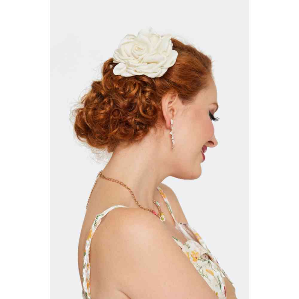 Voodoo Vixen - Cream Rose Flower Hair flower - Cream